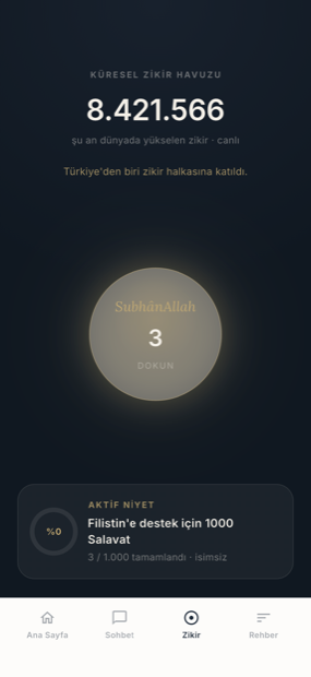 Hira AI zikirmatik ekranı